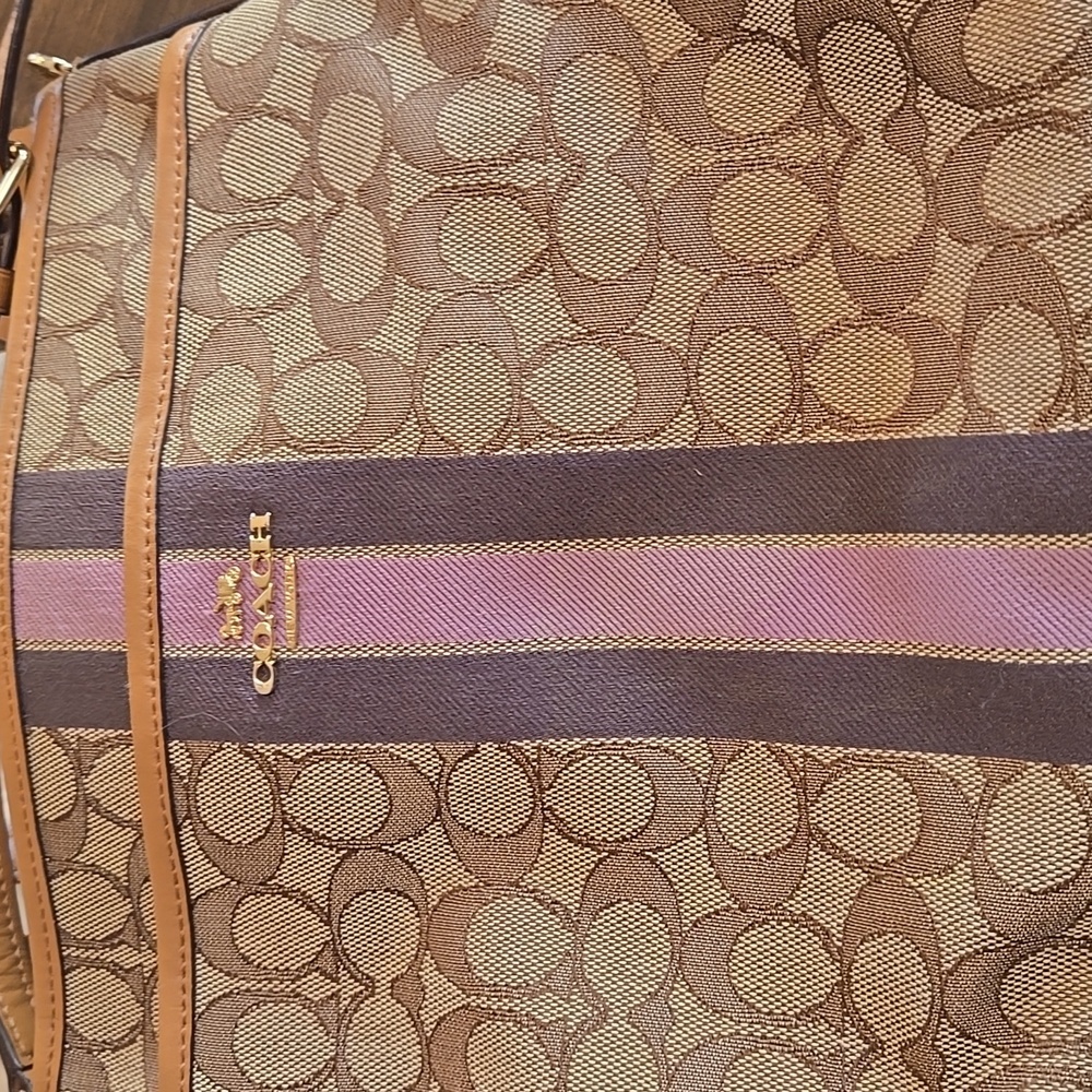 Coach File Brown and Purple Signature Crossbody Bag - Picture 13 of 13